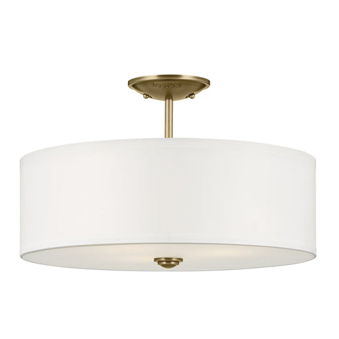 Kichler Shailene Semi Flush 3 Light in Natural Brass Finish Model: 43692NBR