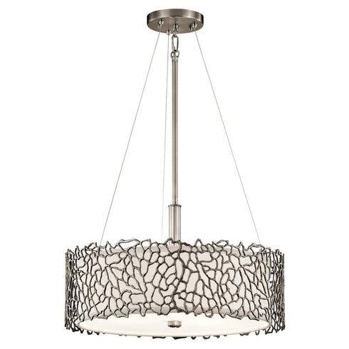 Kichler Silver Coral 3 Light Pendant Semi Flush Model: 43346CLP
