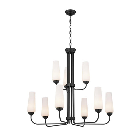 Kichler Truby 34 Inch 9 Light 2 Tier Chandelier Black Model: 52482BK
