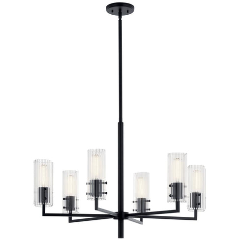 Kichler Velestino 30.25 Inch 6 Light Chandelier in Black Model: 52679BK