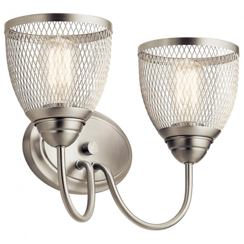 Kichler Voclain 16 Inch 2 Light Vanity Light with Mesh Shade in Brushed Nickel Model: 55042NI