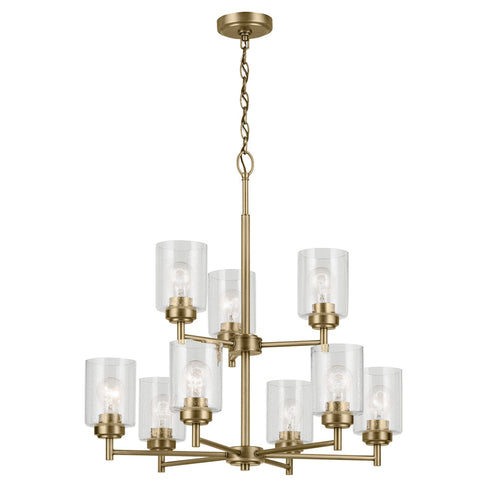 Kichler Winslow Chandelier 9 Light in Natural Brass Finish Model: 44031NBR