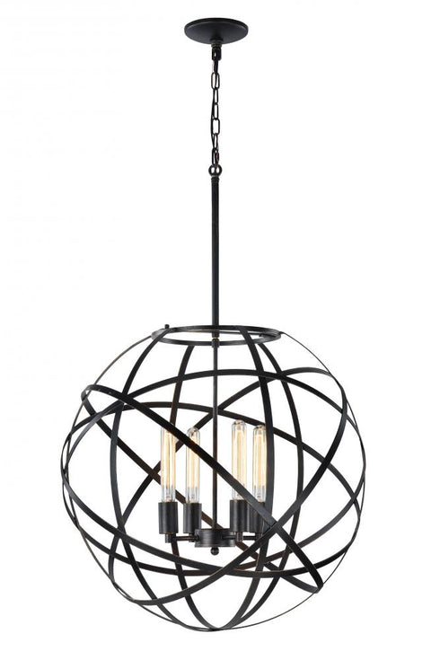 Matteo Lighting Atom 4 Light Chandelier in Black Model: C57804BK