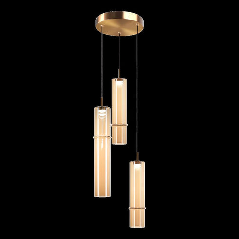 Matteo Lighting Bambu in Aged Gold Brass Pendant Model: C30603AGAM
