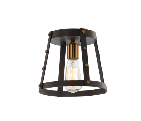 Matteo Lighting Beaton 1 Light Ceiling Mount in Black Brass Gold Model: X72001MBAG