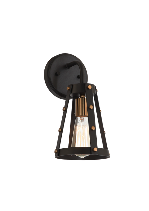 Matteo Lighting Beaton 1 Light Wall Sconce in Black Brass Gold Model: W72001MBAG