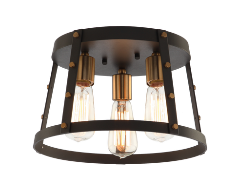 Matteo Lighting Beaton 3 Light Ceiling Mount in Black Brass Gold Model: X72003MBAG