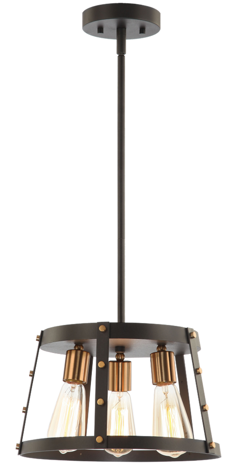 Matteo Lighting Beaton 3 Light Pendant in Black Brass Gold Model: C72003MBAG