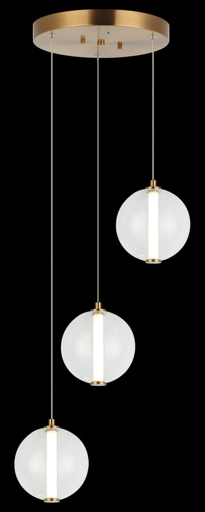 Matteo Lighting Belange 3 Light Pendants in Combination Finishes Model: C69603AGCL