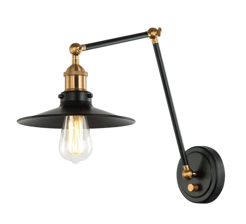 Matteo Lighting Brixson 1 Light Wall Sconce in Black Model: S01211BKBK