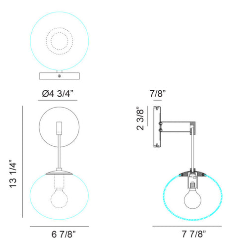 Matteo Lighting Bulbus in Matte Black Wall Sconce Model: W38101MB