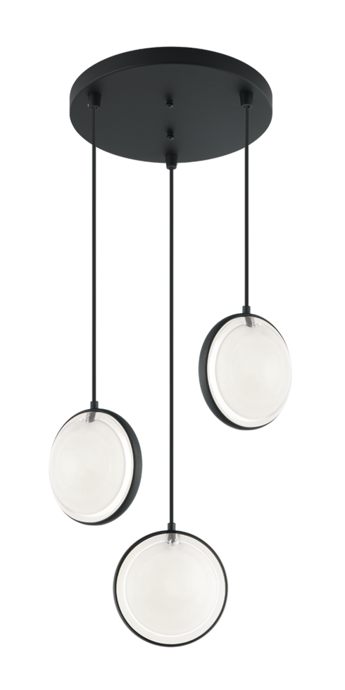 Matteo Lighting Chatoyant 3 Light Pendants in Black Model: C71503MB