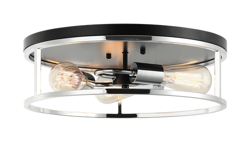 Matteo Lighting Clarke 3 Light Flush Mounts in Black Brass Gold Model: M15503BKAG