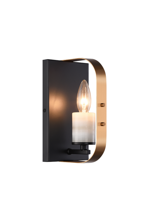 Matteo Lighting Crandle 1 Light Wall Sconce in Black Brass Gold Model: W82901BKAG