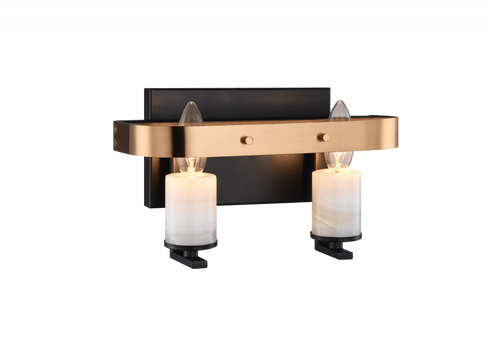 Matteo Lighting Crandle 2 Light Wall Sconce in Black Brass Gold Model: W82902BKAG
