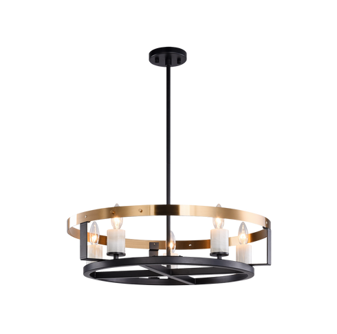 Matteo Lighting Crandle 5 Light Chandelier in Black Brass Gold Model: C82905BKAG