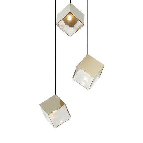 Matteo Lighting Cube 3 Light Pendants in Gold Model: C30503CG