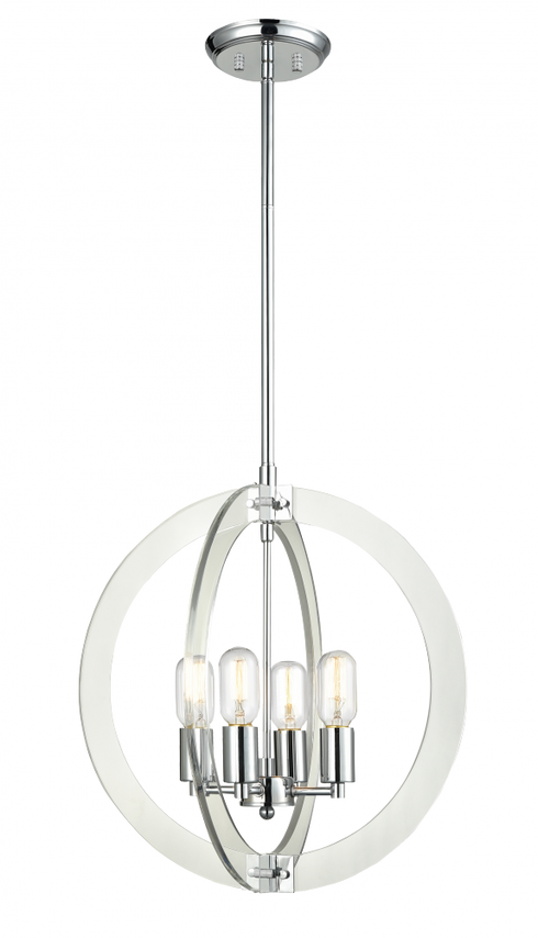 Matteo Lighting Dangle Candle 4 Light Pendant in Chrome Model: C61504CH