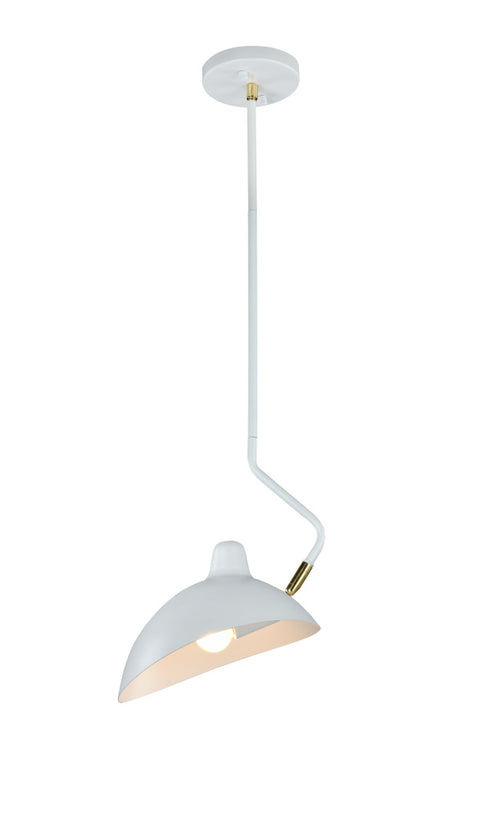 Matteo Lighting Droid in White and Brushed Gold Pendant Model: C57901WH