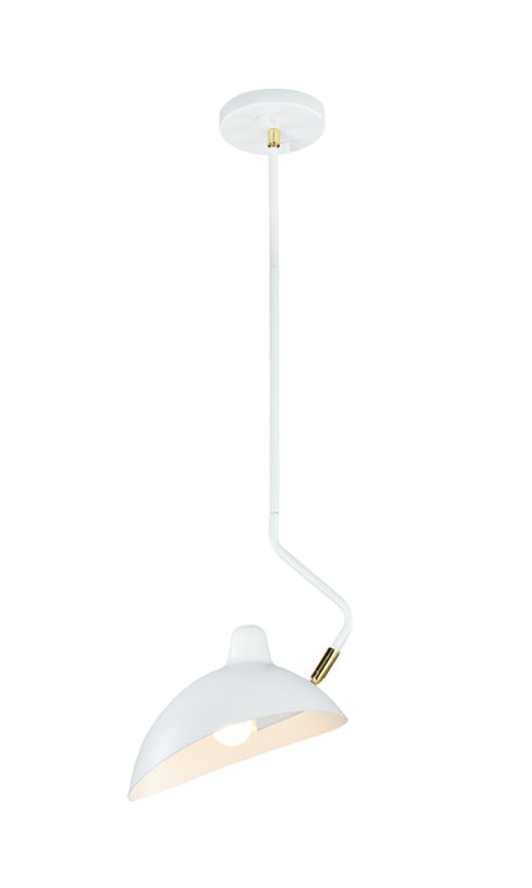 Matteo Lighting Droid in White and Brushed Gold Pendant Model: C57901WH