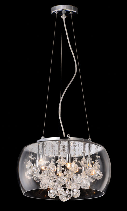 Matteo Lighting Glass-Encased Bubble Droplet 6 Light Pendant in Chrome Model: M21004