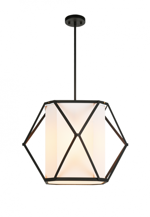 Matteo Lighting Hexalantern 4 Light Pendant in Black Model: C73504MB