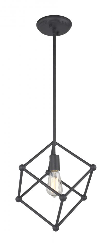 Matteo Lighting Hoek Collection 1 Light Pendant in Black Model: C53701MB