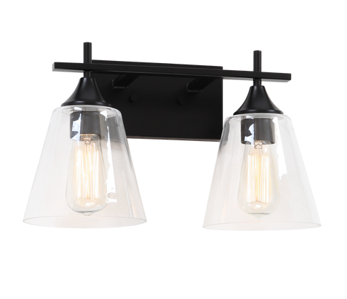 Matteo Lighting Hollis 2 Light Wall Sconce in Black Model: S09802BK