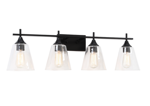 Matteo Lighting Hollis 4 Light Wall Sconce in Black Model: S09804BK