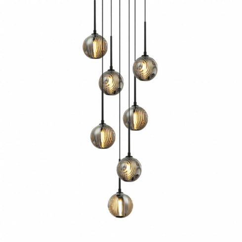 Matteo Lighting Jemyca 7 Light Pendants in Black Model: C61607MBSM