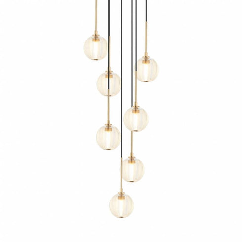 Matteo Lighting Jemyca 7 Light Pendants in Black Model: C61607MBSM