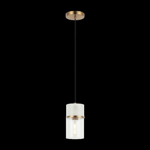 Matteo Lighting Marmor in Aged Gold Brass + White Marble Pendant Model: C39901AG