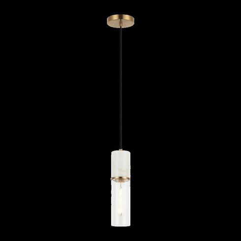 Matteo Lighting Marmor in Aged Gold Brass + White Marble Pendant Model: C39911AG