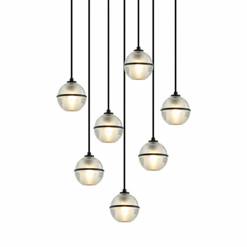 Matteo Lighting Misty 7 Light Pendants in Black Model: C33107MB