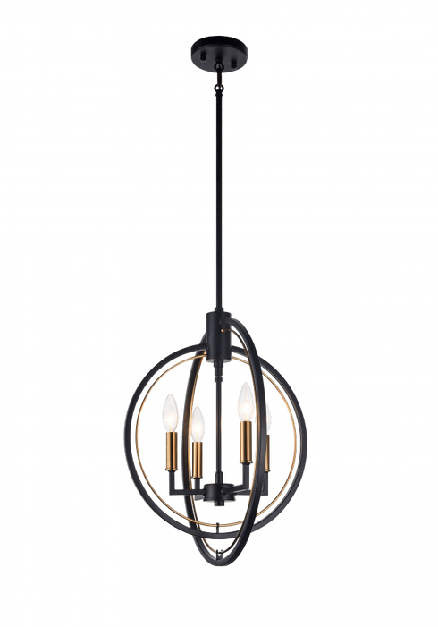 Matteo Lighting Odyssey 4 Light Pendant in Black Model: C78604BK