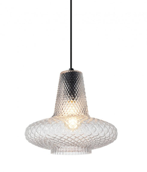 Matteo Lighting Quilted Gem in Matte Black Pendant Model: C68102CL