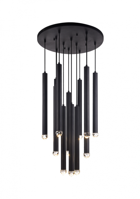 Matteo Lighting Reign 12 Light Pendant in Black Model: C78312MB