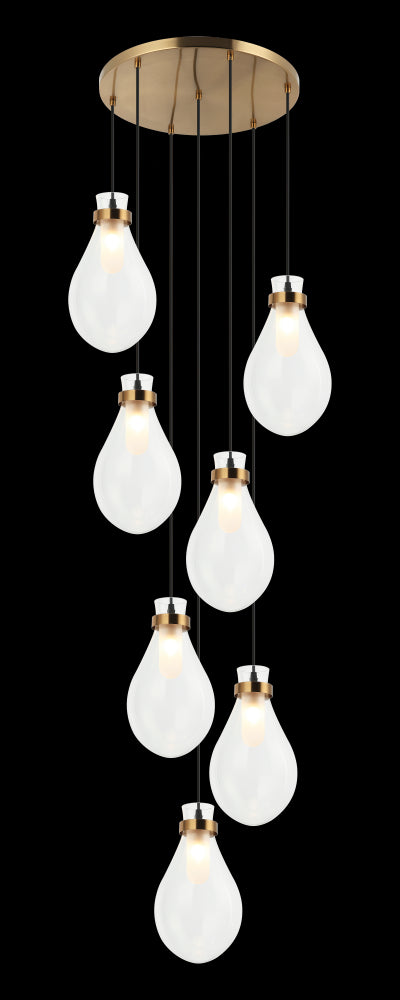 Matteo Lighting Seranna 7 Light Pendants in Combination Finishes Model: C31907AG