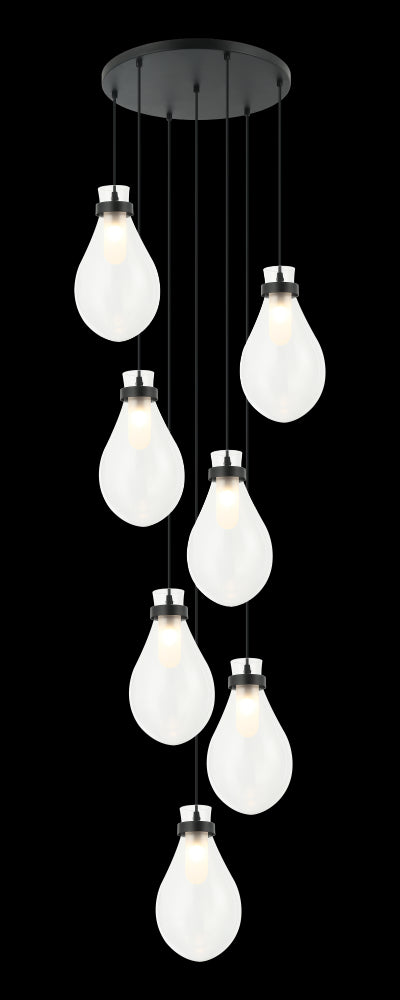 Matteo Lighting Seranna 7 Light Pendants in Combination Finishes Model: C31907AG