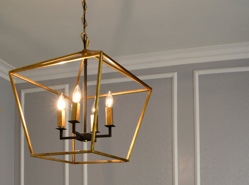 Maxim Abode Chandelier in Gold Leaf Textured Black Finish Model: 25155GLTXB