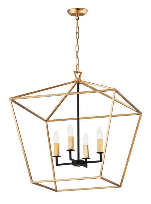 Maxim Abode Chandelier in Gold Leaf Textured Black Finish Model: 25155GLTXB