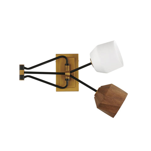 Maxim Akimbo Wall Sconce in Dark Bronze/Antique Brass Finish Model: 28272DBZAB