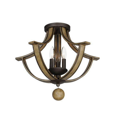Maxim Basque Semi Flush Mount in Driftwood/Anthracite Finish Model: 20343DWAR