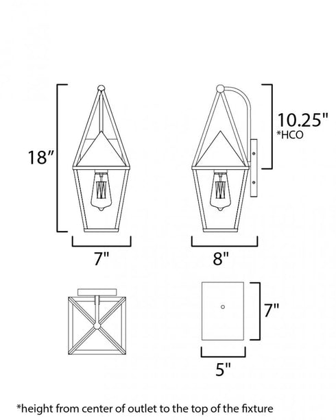 Maxim Bavaria Outdoor Wall Mount in Black Finish Model: 3162CLBK