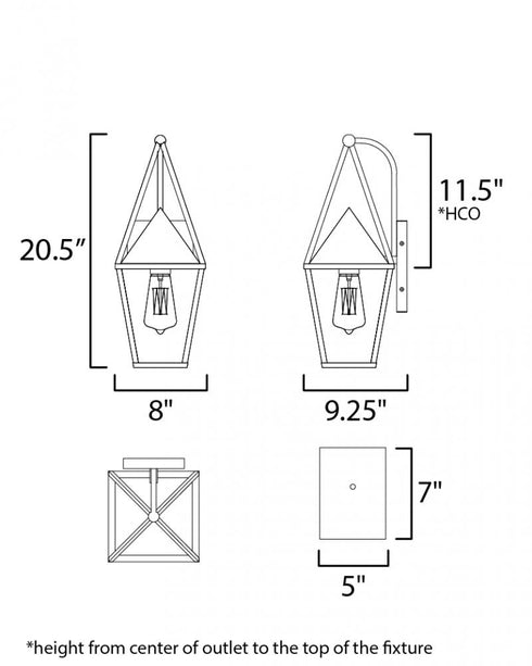 Maxim Bavaria Outdoor Wall Mount in Black Finish Model: 3164CLBK
