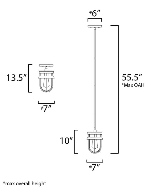 Maxim Breakwater Semi Flush Mount in Black Finish Model: 10268CLBK