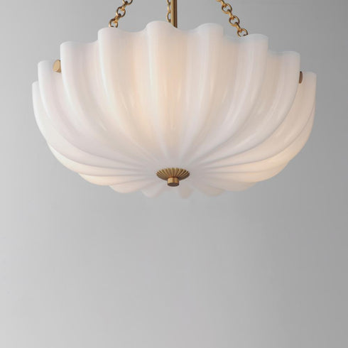 Maxim Bundt Semi Flush Mount in Whit Natural Aged Brass Finish Model: 22652WTNAB