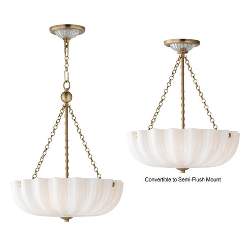Maxim Bundt Semi Flush Mount in Whit Natural Aged Brass Finish Model: 22652WTNAB
