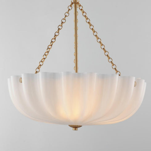 Maxim Bundt Semi Flush Mount in Whit Natural Aged Brass Finish Model: 22653WTNAB