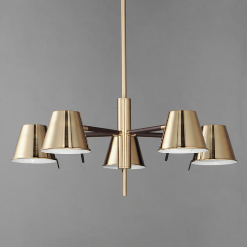 Maxim Carlo Chandelier in Dark Bronze, Leather, Heritage Brass Finish Model: 25175DBZHR